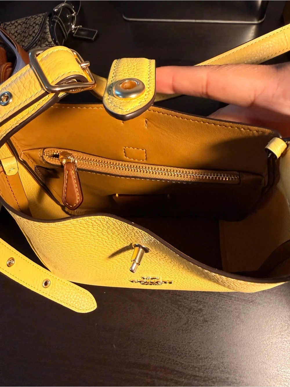 Coach Mini Hadley Crossbody Pebbled Leather Bag in Lemon Yellow